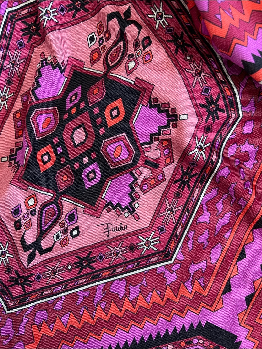Emilio Pucci Pink & Black Geometric Long Sleeve Midi Dress with belt NEW - Picture 14 of 16